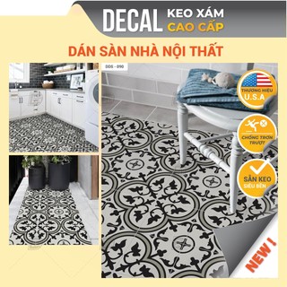 Decal KEO XÁM Dán Sàn Chuyên Dụng, Họa Tiết Gạch Bông Chống Thấm Nước Kích thước 120x60cm, Decal Cao Cấp DDS-090