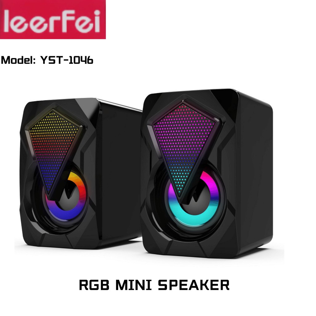 Loa máy tính 2.0 E1046 LEERFEI mini Digital Speaker Led RGB 3Wx2