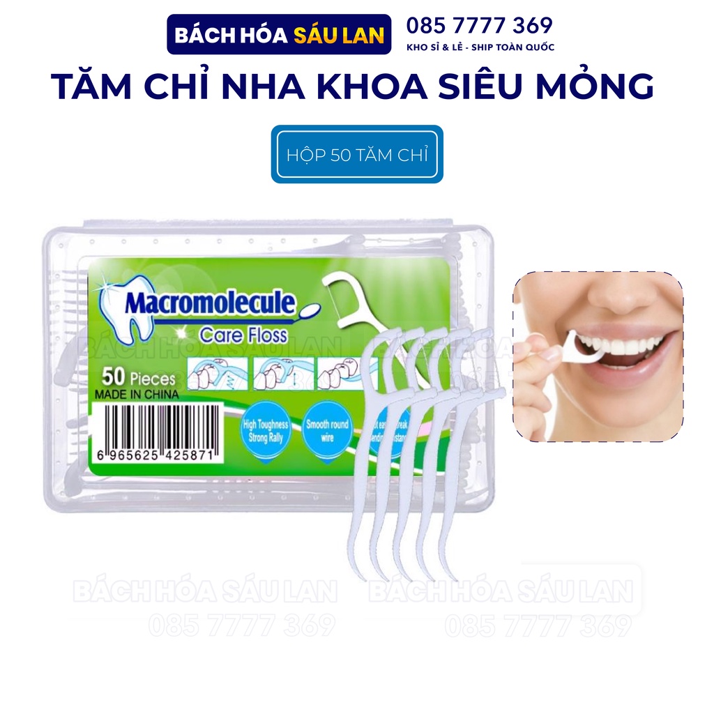 Hộp 50 Tăm Chỉ nha khoa bảo vệ răng miệng chống sâu răng, tăm chỉ nha khoa