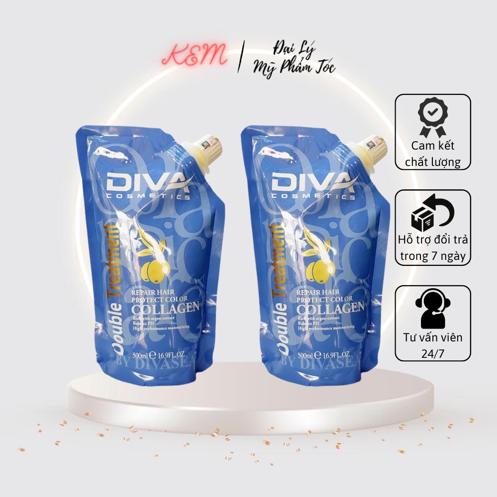 Kem ủ tóc COLLAGEN DIVA 500ml - Hấp tóc phục hồi hư tổn KEM