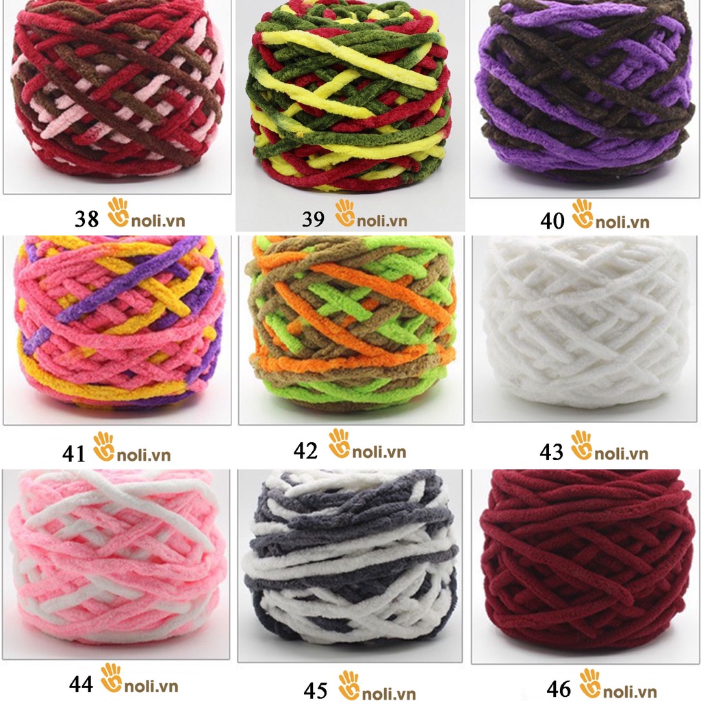 Len nhung đũa sợi to cuộn 100g - len bông sữa - đan móc thảm, chăn, thú bông khổng lồ mềm mịn