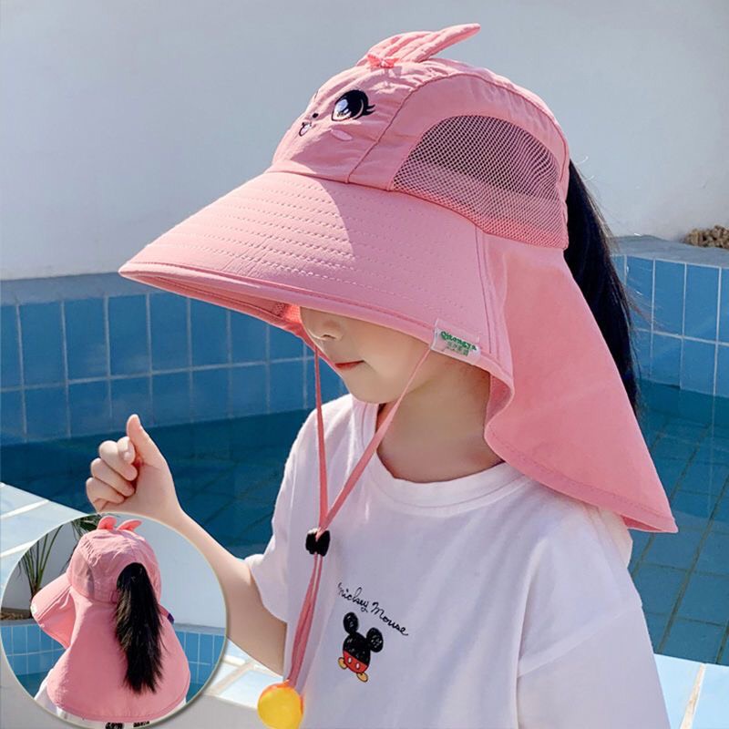 Nón Chống Nắng Che Vai Gáy, Chống UV Có Lưới Thoáng Mát Kèm Còi Cho Bé Trai, Bé Gái sc99