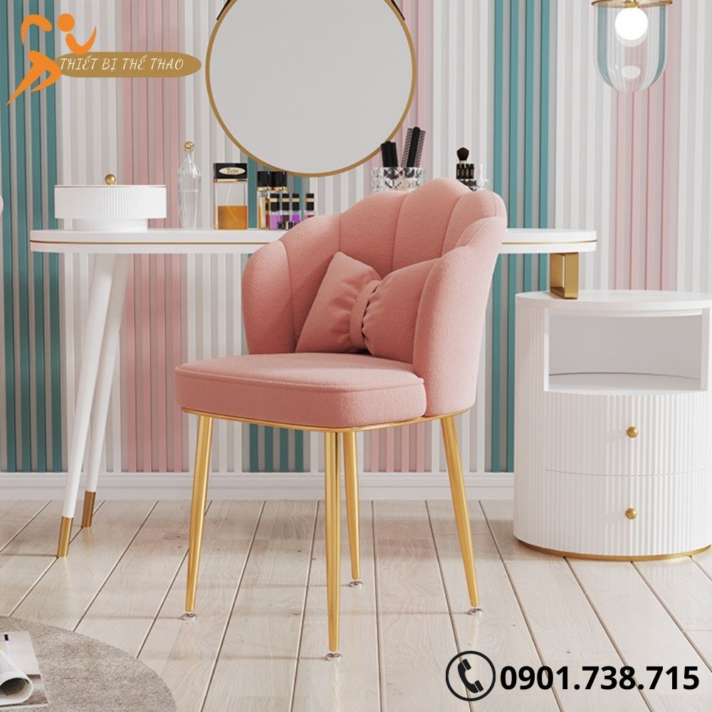 Ghế Trang Điểm Kèm Gối Nơ Kiểu Dáng Châu Âu Nhiều Màu, Ghế Decor Phòng Ngủ Nữ Makeup Làm Nail Sang Trọng