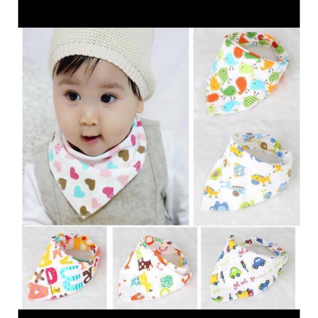 Yếm cotton 2 lớp 2 khuy bấm giữ ấm cổ cho bé