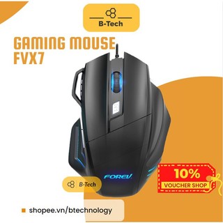 Chuột có dây forev gaming mouse fv-x7 - đen, êm, bền, đẹp, fire key - btech, b-tech