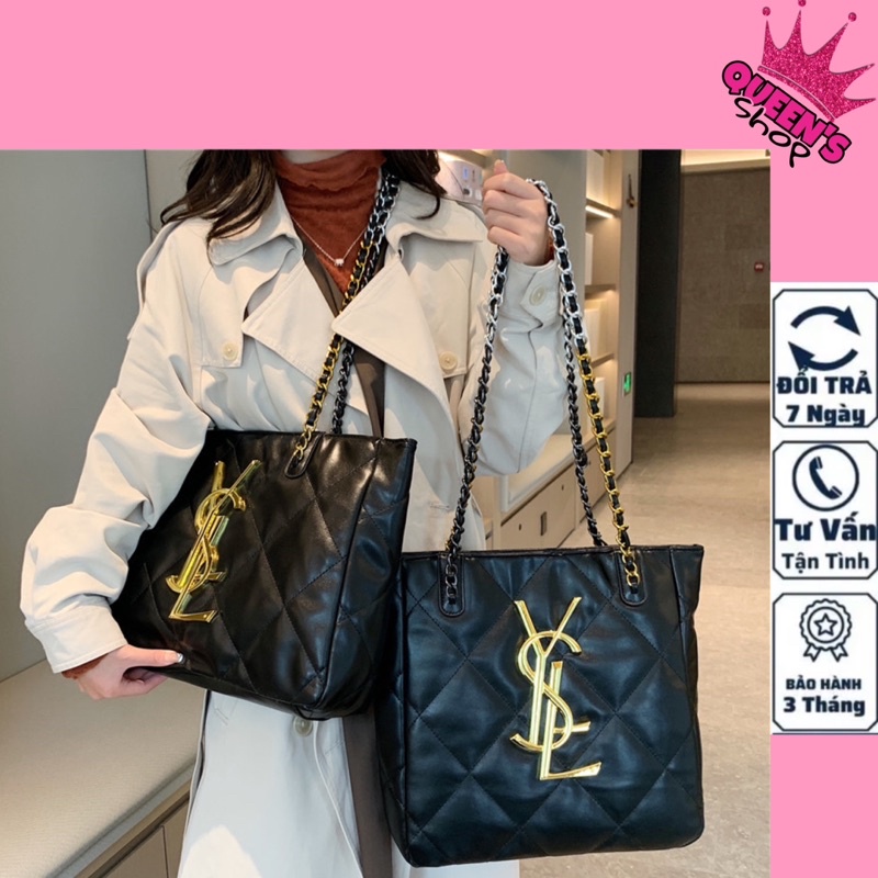 Túi Xách Tote Da Cỡ Lớn Phối Dây Xích Thời Trang Nữ