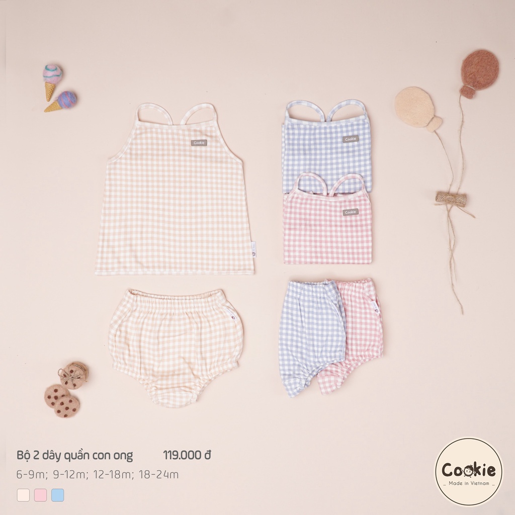 [COOKIE] Bộ quần áo hè trẻ em 2 dây quần con ong size 6-9m & 9-12m & 12-18m & 18-24m
