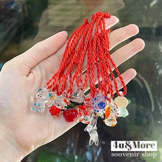 Vòng tay dây chỉ đỏ may mắn hình 12 con giáp thuỷ tinh phát sáng