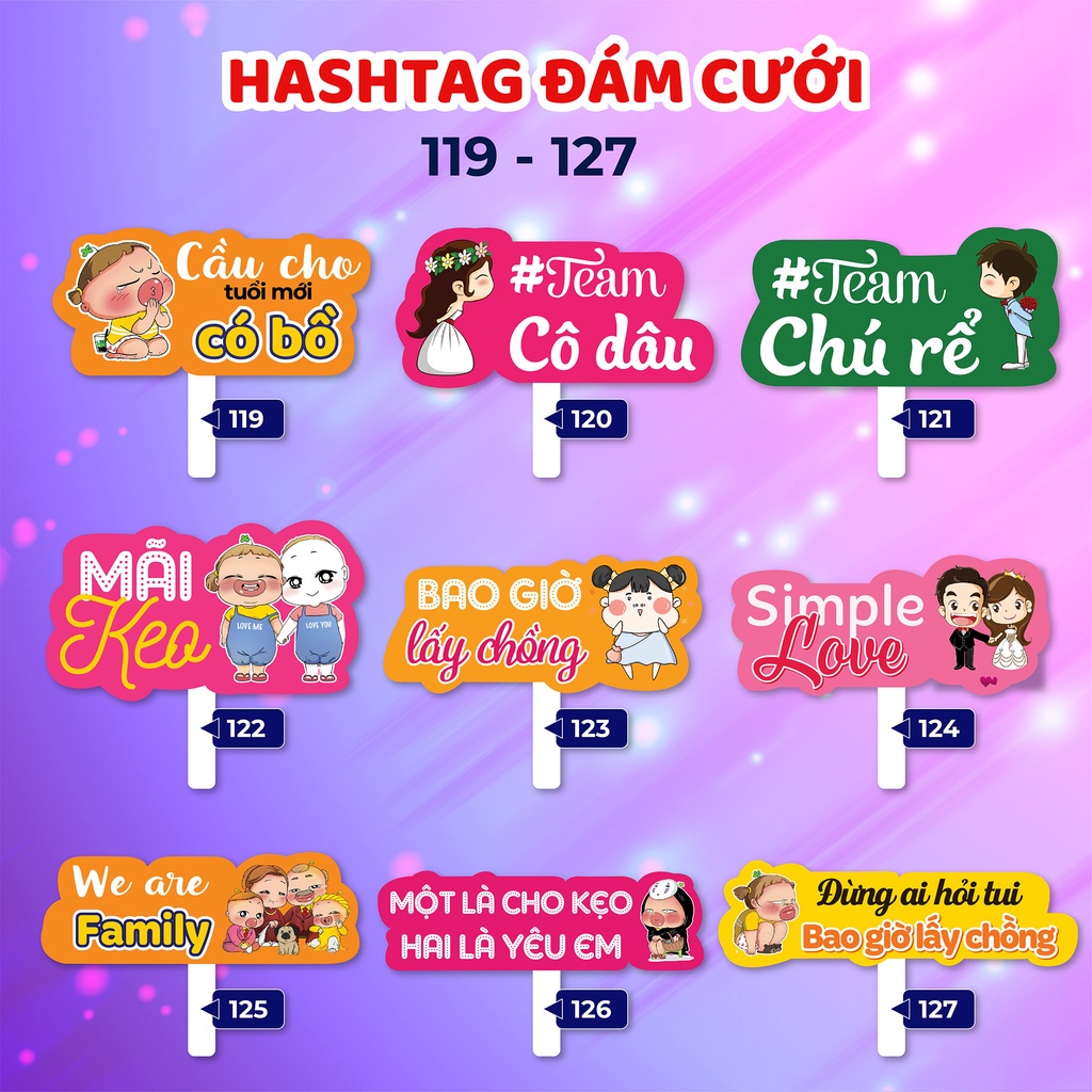 Bảng hashtag cầm tay chụp hình đám cưới