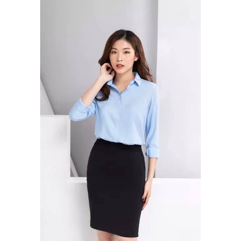 ÁO SƠ MI NỮ TRẮNG TAY DÀI DÁNG XUÔNG CỰC XINH