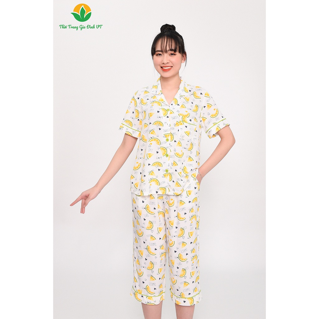 [Mã FATOP12 giảm 30K đơn 150K] Bộ pijama lanh nữ mùa hè Việt Thắng, quần lửng, áo cộc tay - B06.2316 FORM RỘNG