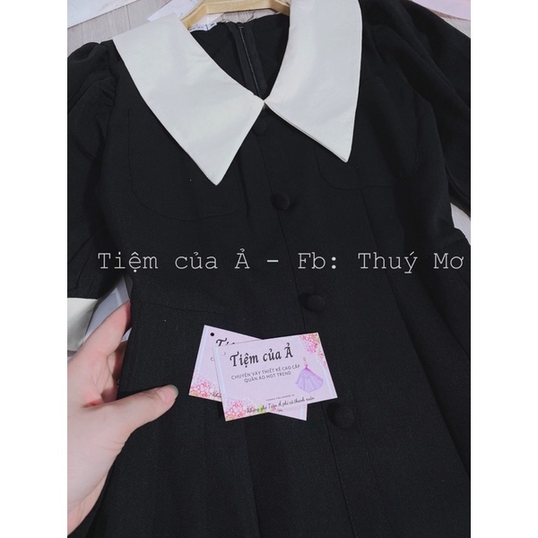 Váy cổ bẻ dáng dài cúc bọc_Tiệm của Ả