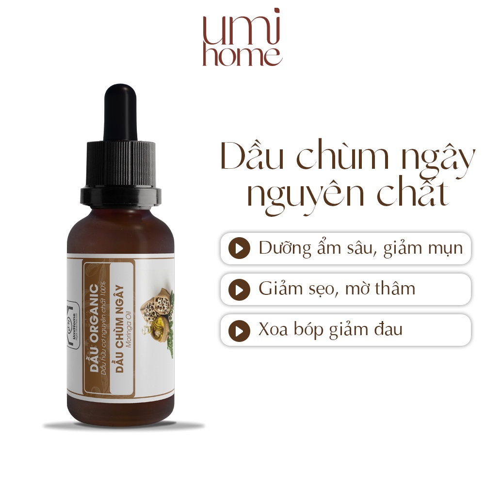 Dầu Chùm Ngây dưỡng da hữu cơ UMIHOMEnguyên chất 30ml