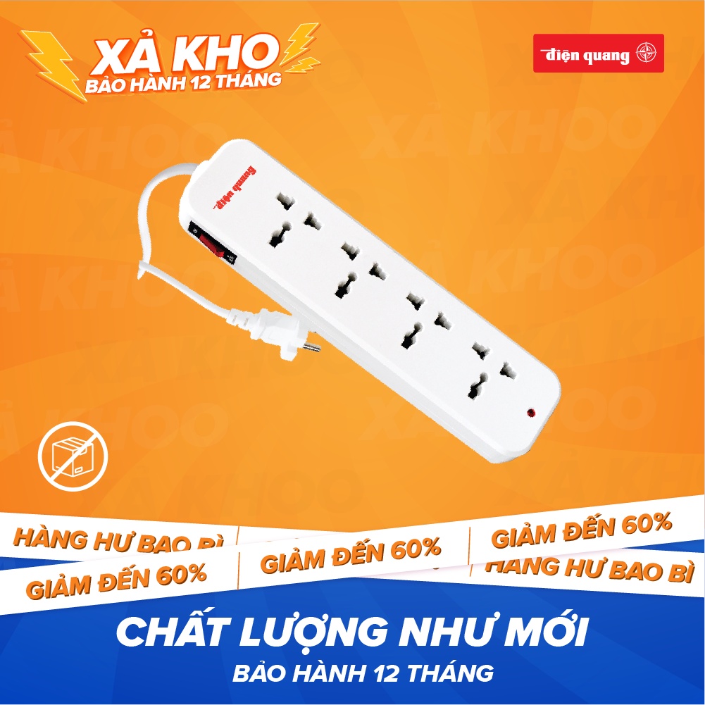 [XẢ KHO] Ổ cắm điện đa năng Điện Quang ĐQ ESK02 ( 4 lỗ 3 chấu ) - công suất lớn, tự ngắt khi quá tải