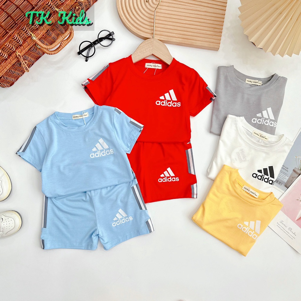 Bộ thun lạnh cộc tay cho bé trai, bé gái Adidas mẫu mới nhất cho bé trai, bé gái