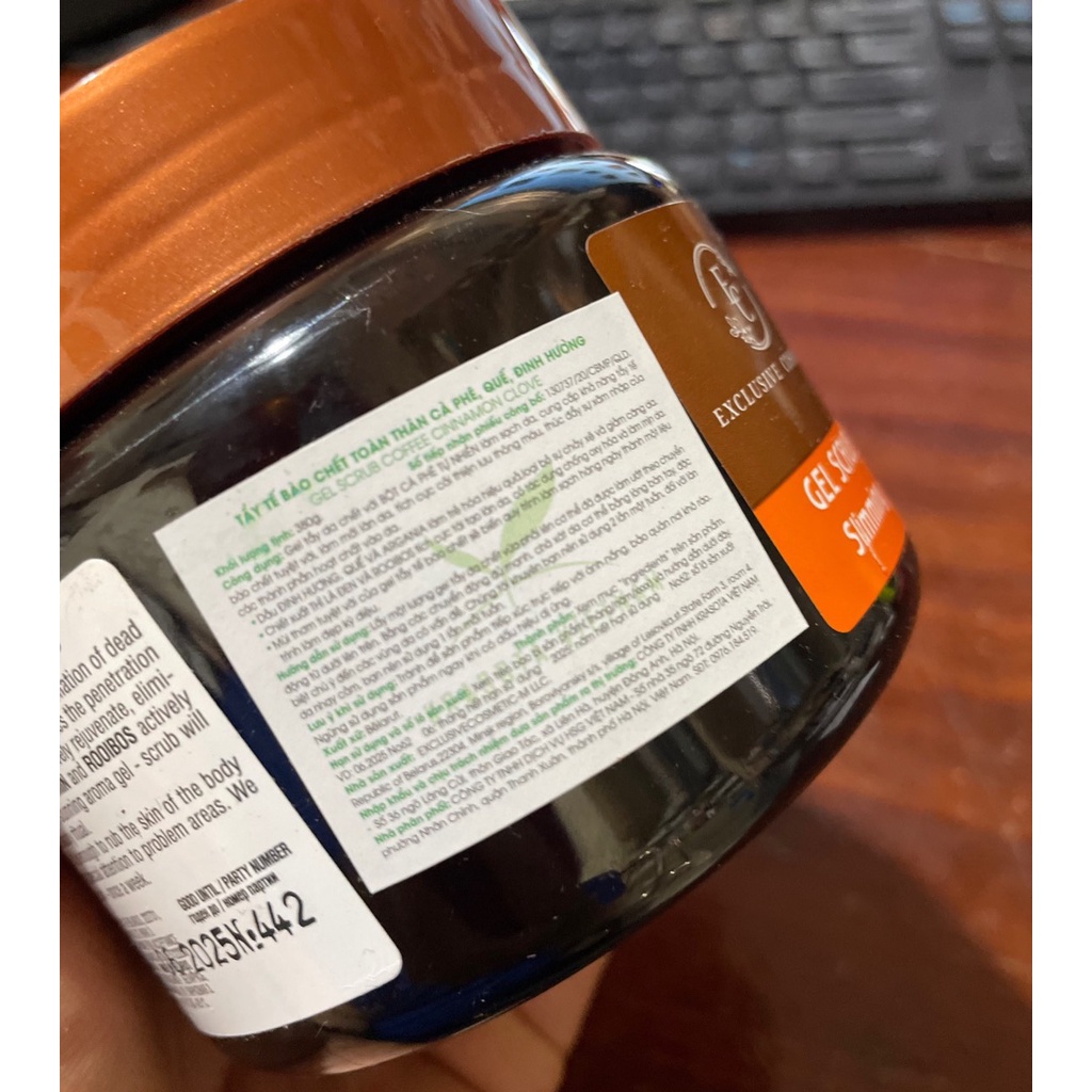 Tẩy Da Chết Body Exclusive Cosmetic Gel Scrub Slimming Coffee Cinnamon Cloves Quế Hồi 380g