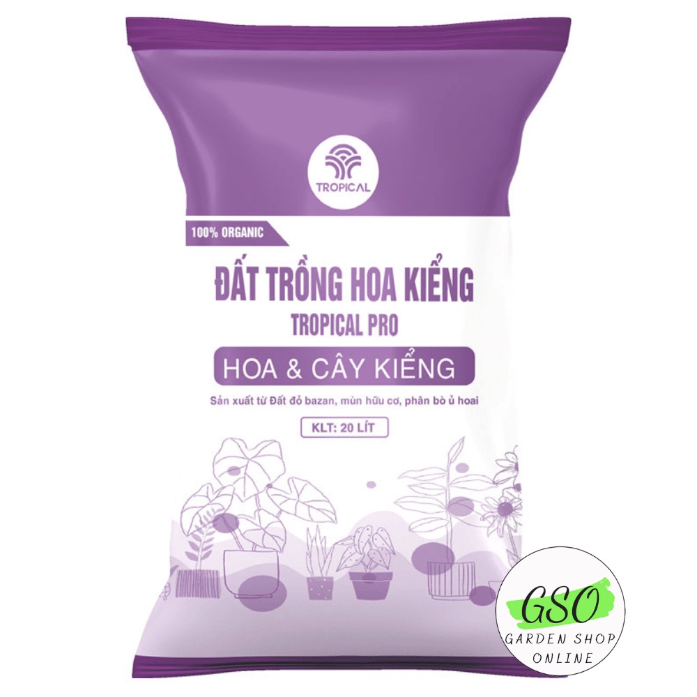 Đất trồng hoa và cây kiểng TROPICAL PRO giữ ẩm, giữ chất dinh dưỡng tốt giúp cây khỏe mạnh hơn túi 10 ký