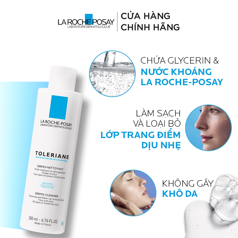 Sữa rửa mặt và tẩy trang dành cho da nhạy cảm La Roche-Posay Toleriane Dermo-Cleanser 200ml