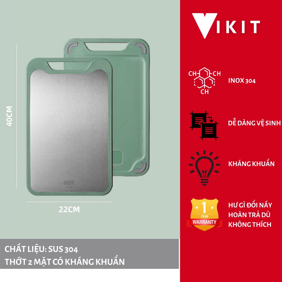 Thớt inox 304 cao cấp 2 măt kháng khuẩn Vikit TH02