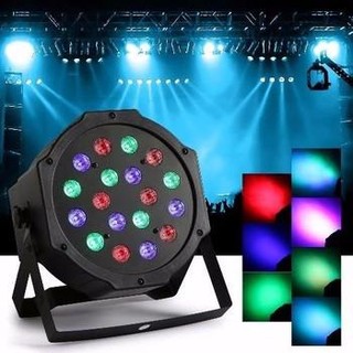 Đèn vũ trường flat light 18 led cảm ứng âm thanh không remote - 7 chế độ hiệu ứng 3 màu - cổng dmx