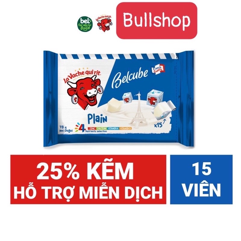 Phô mai Belcube Plain 15 viên vuông