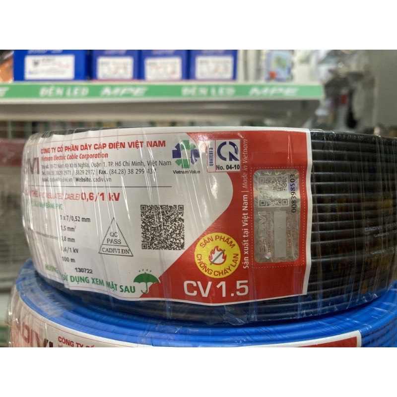 Cadivi dây điện Cadivi 1.5 đơn 7 sợi cv1.5 cuộn 100 mét