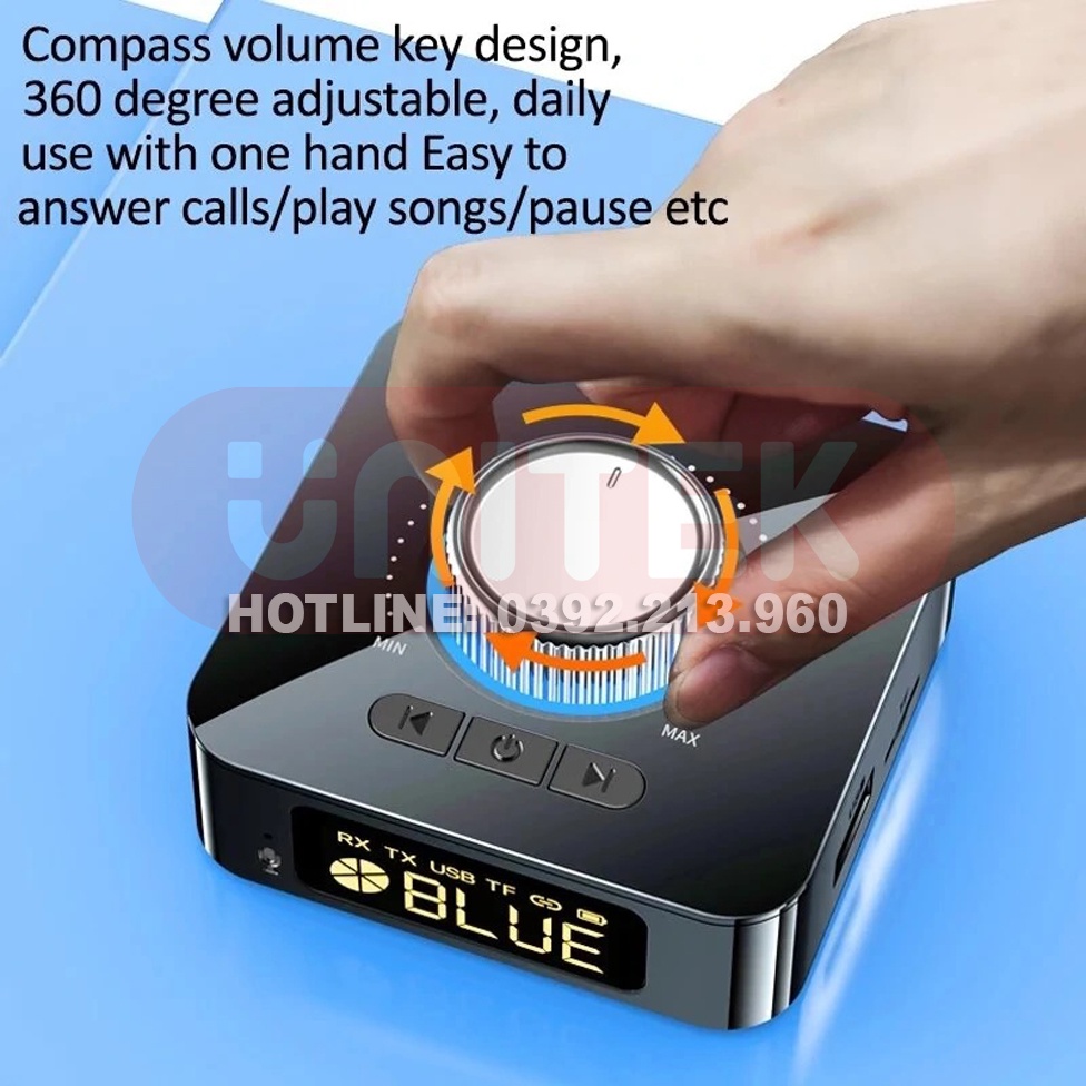 Bộ Thu Phát Nhạc Bluetooth 5.0 Hỗ Trợ Kết Nối Aux/RCA WTF/U Disk Đèn Led Kèm Điều Khiển Từ Xa Pin 400mAh M5