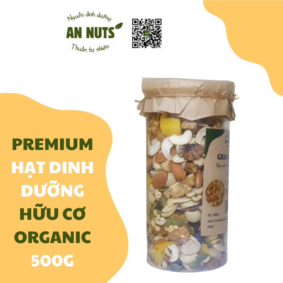 Ngũ cốc dinh dưỡng siêu hạt Granola 80% hạt Premium  An Nuts, 500G
