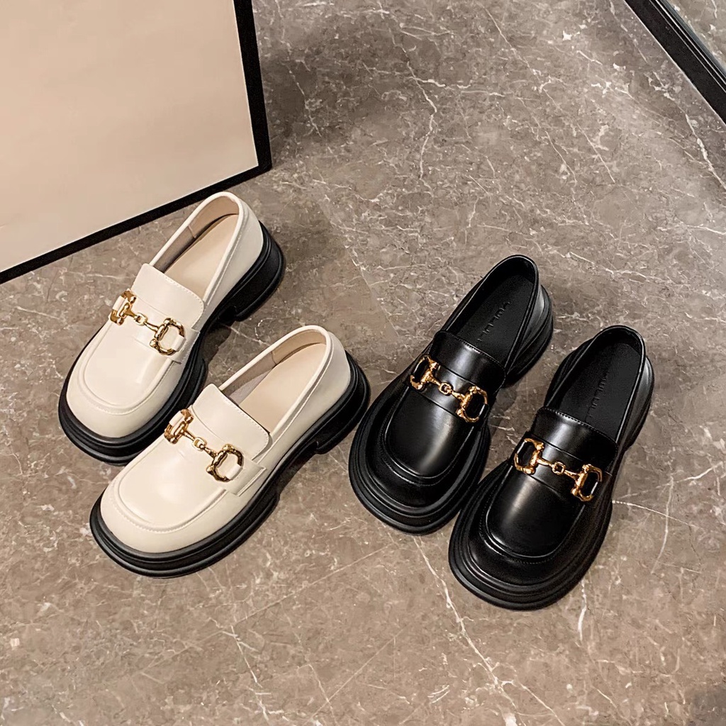 Giày loafer da nữ họa tiết xích - hàng Qc loại 1 có hộp