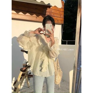 Áo sơ mi kiểu phối bèo tiểu thư