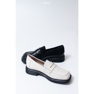 Loafer mũi vuông Ginza, da trơn mềm, đế cao 3cm - 310722003