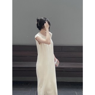 Đầm len suông dài xẻ chéo lưng Hàn Quốc