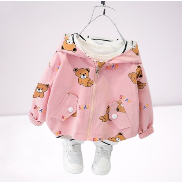 Áo khoác bé mẫu giáo in Gấu cao cấp bé gái bé trai mẫu 2023 - AKBGD1323