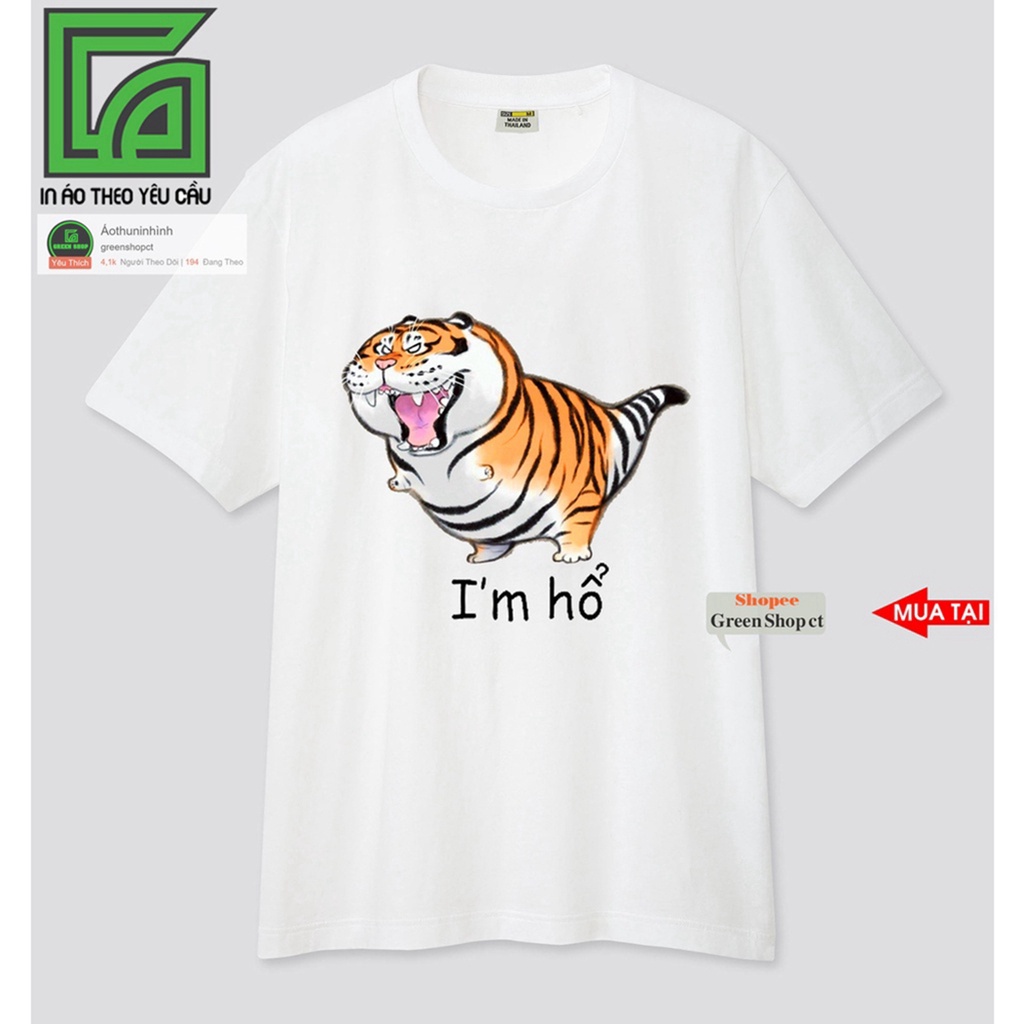 áo kiểu áo trắng áo ngắn tay Áo Thun In Hình Con Hổ Béo Con -Áo Cặp Áo Nhóm Cọp Béo Vải Thái S287 Greenshopct ao thun nữ
