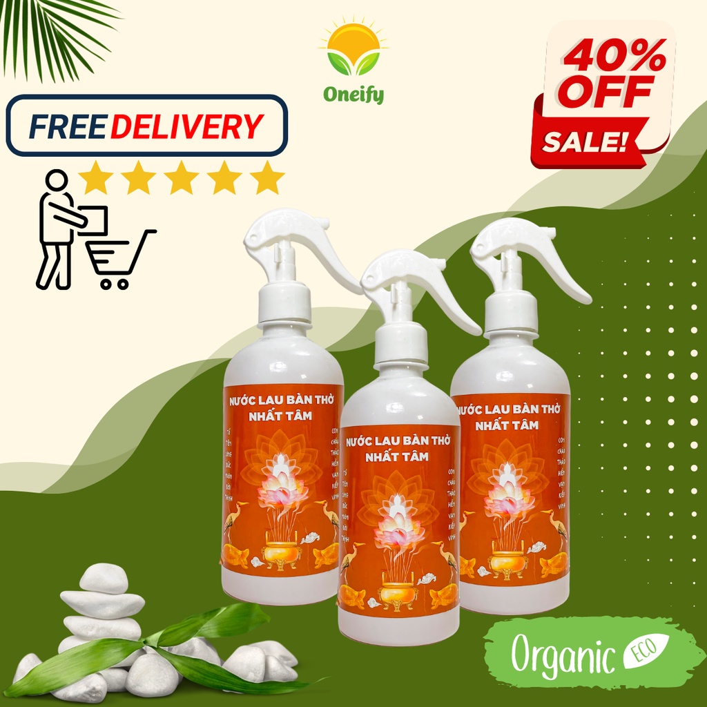 Nước Lau Bàn Thờ Nhất Tâm Cao Cấp Oneify 100% Thiên Nhiên, Rửa Mặt, Lau Vật Phẩm Phong Thủy, Loại Tinh Khiết, Không Cặn
