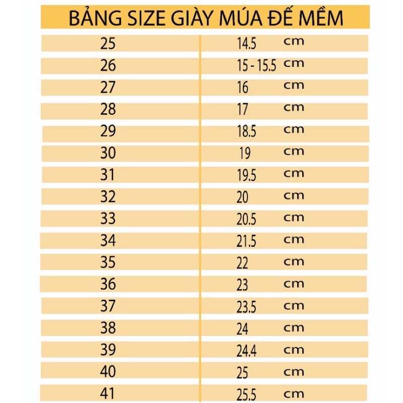 Giá hủy diệt Giày Múa hàng chính hãng, form rộng xem bảng size nhé