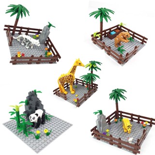 12 cảnh động vật MOC khối ghép lại quà tặng trẻ em mô hình động vật hươu cao cổ hổ gấu trúc gà con thỏ nhỏ