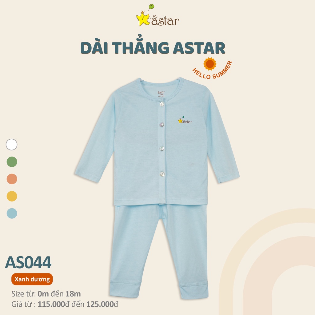 Bộ dài tay cài thẳng petit cotton rayon Astar