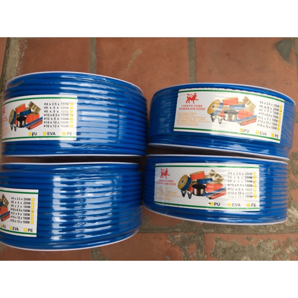 Combo 5-10-15-20 m dây hơi khí nén Đài Loan phi 8*5mm mầu trắng trong, màu xanh