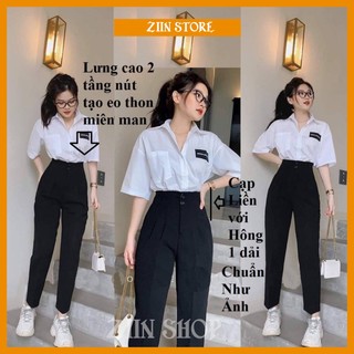 Quần tây học sinh nữ 2 cúc, quần baggy học sinh lưng cao có bigsize 82kg