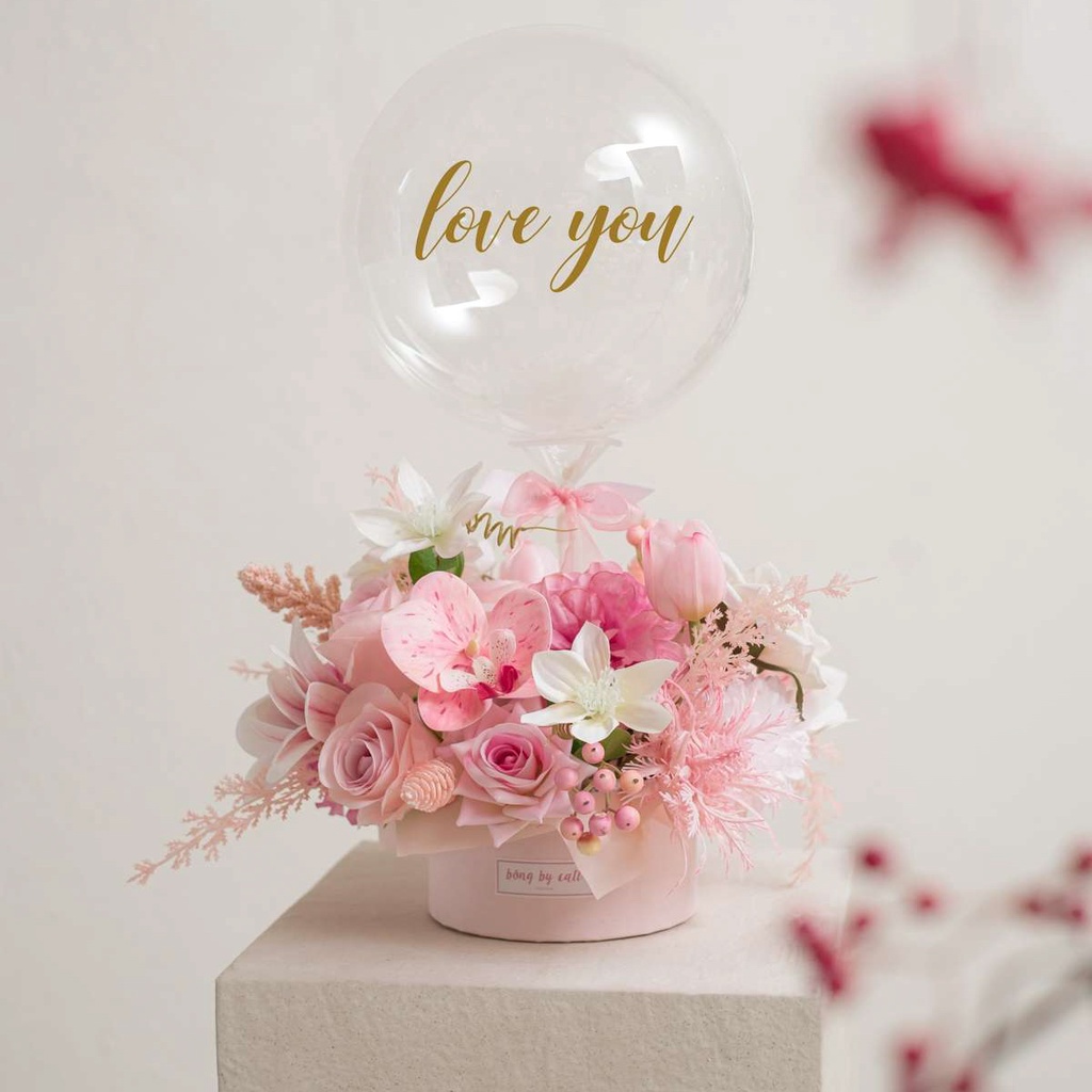 Bình hoa lụa cao cấp - hoa bóng trong suốt phong cách Hàn Quốc quà tặng sinh nhật, tặng mẹ thương hiệu BÔNG BY CATT