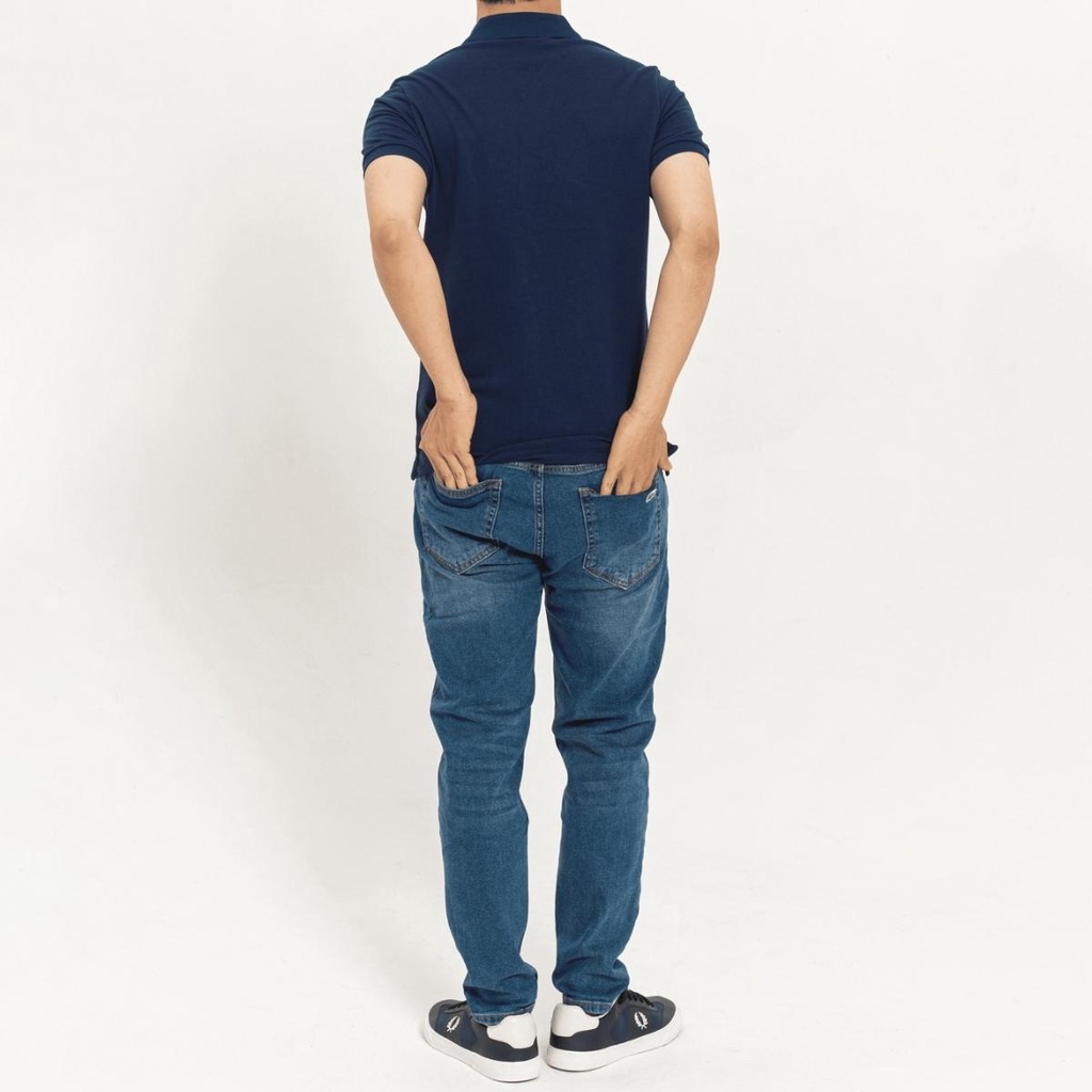 Áo Polo nam Massi 11 màu xanh navy trơn logo thêu chất liệu vải co giãn | BigBuy360 - bigbuy360.vn