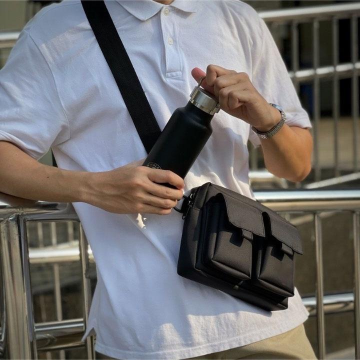 Túi đeo chéo nam đi chơi túi nhỏ đeo chéo mini màu đen đựng điện thoại vải dù thời trang TDC034