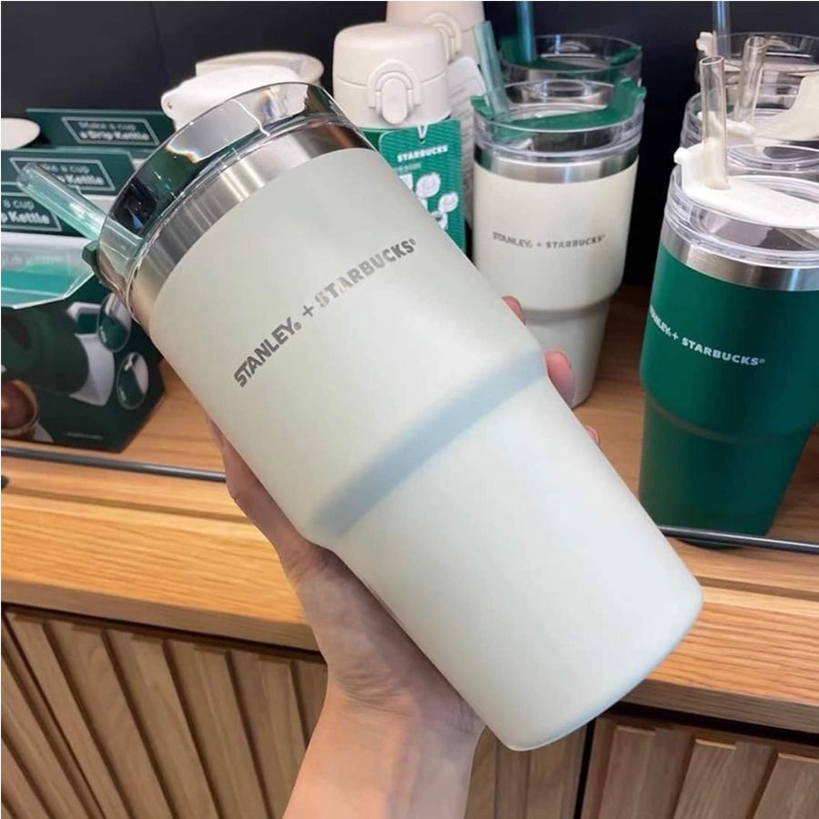 Ly Inox Giữ Nhiệt, Bình Nước Giữ Nhiệt Starbuck Stanley Dung Tích 600ML Có Ống Hút - Darling Home