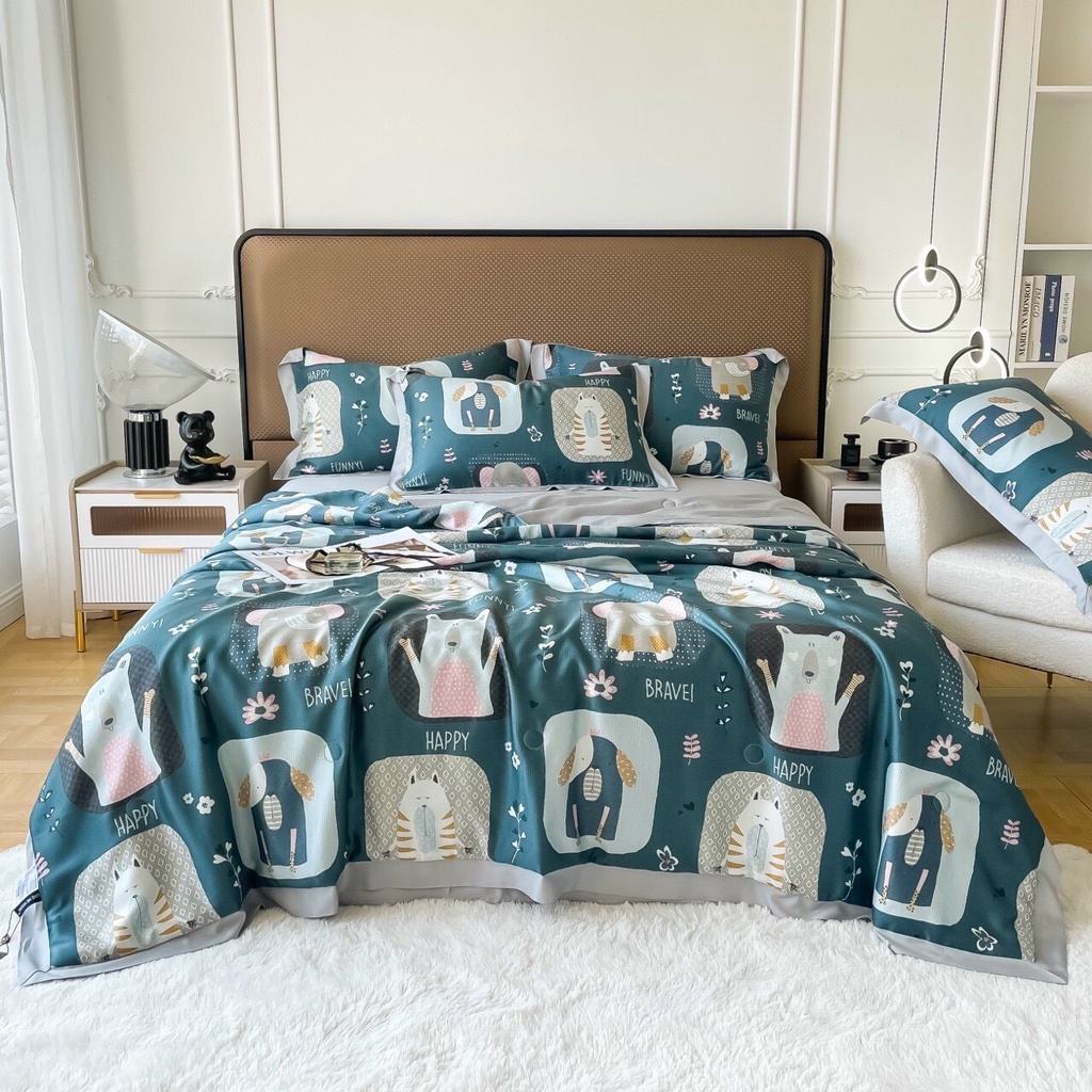 Bộ chăn ga gối nệm Lụa Tencel 60S chần bông VIE HOME - Bedding nhập khẩu nguyên hộp cao cấp và sang trọng M6/M8