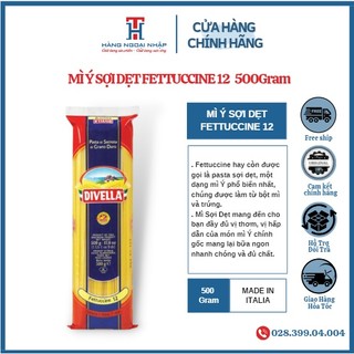 Mì Ý Sợi Dẹt Cao Cấp Fettuccine 12 DIVELLA 500G [Nhập Khẩu Chính Hãng Ý]