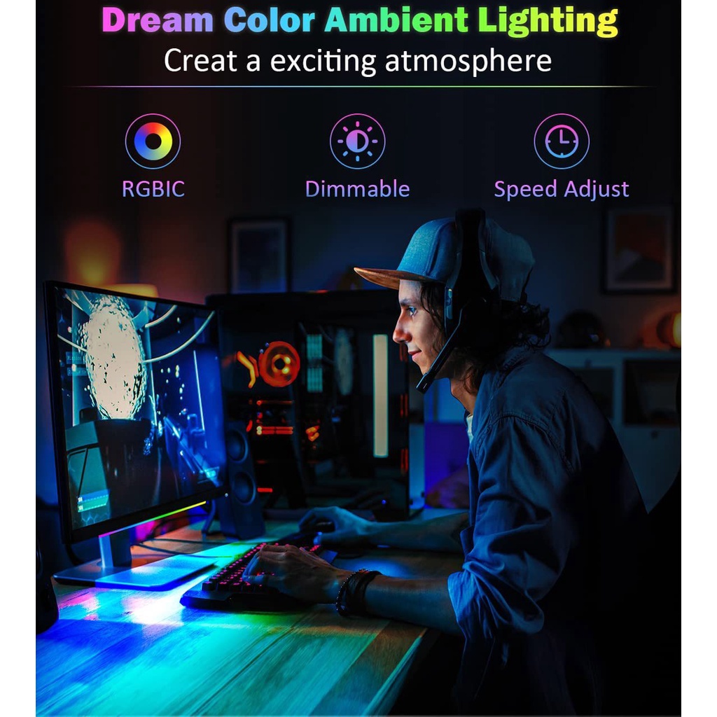 Combo 2 Thanh Đèn LED RGB Treo Màn Hình, Nháy Theo Nhạc Decor Góc PC TV Hiệu Ứng LED Đổi Màu Tặng Kèm Remote Điều Khiển