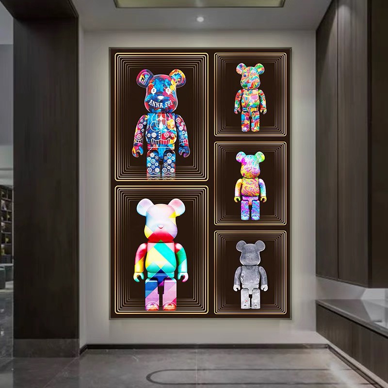 Tranh Treo Tường chú Gấu Bearbrick Kaws Toy Phòng Khách/ Ngủ Game/ Shop Quần Áo/ Hiện Đại/ Decor Tráng Gương