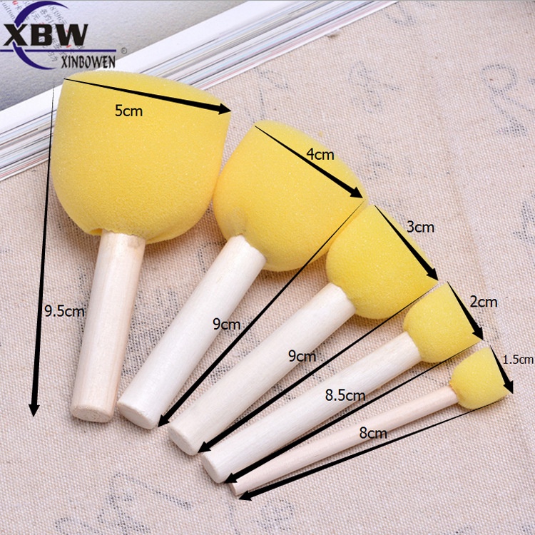 Tay cầm gỗ bọt biển bộ 5 cây dùng giáo dục trẻ TỰ LÀM tranh