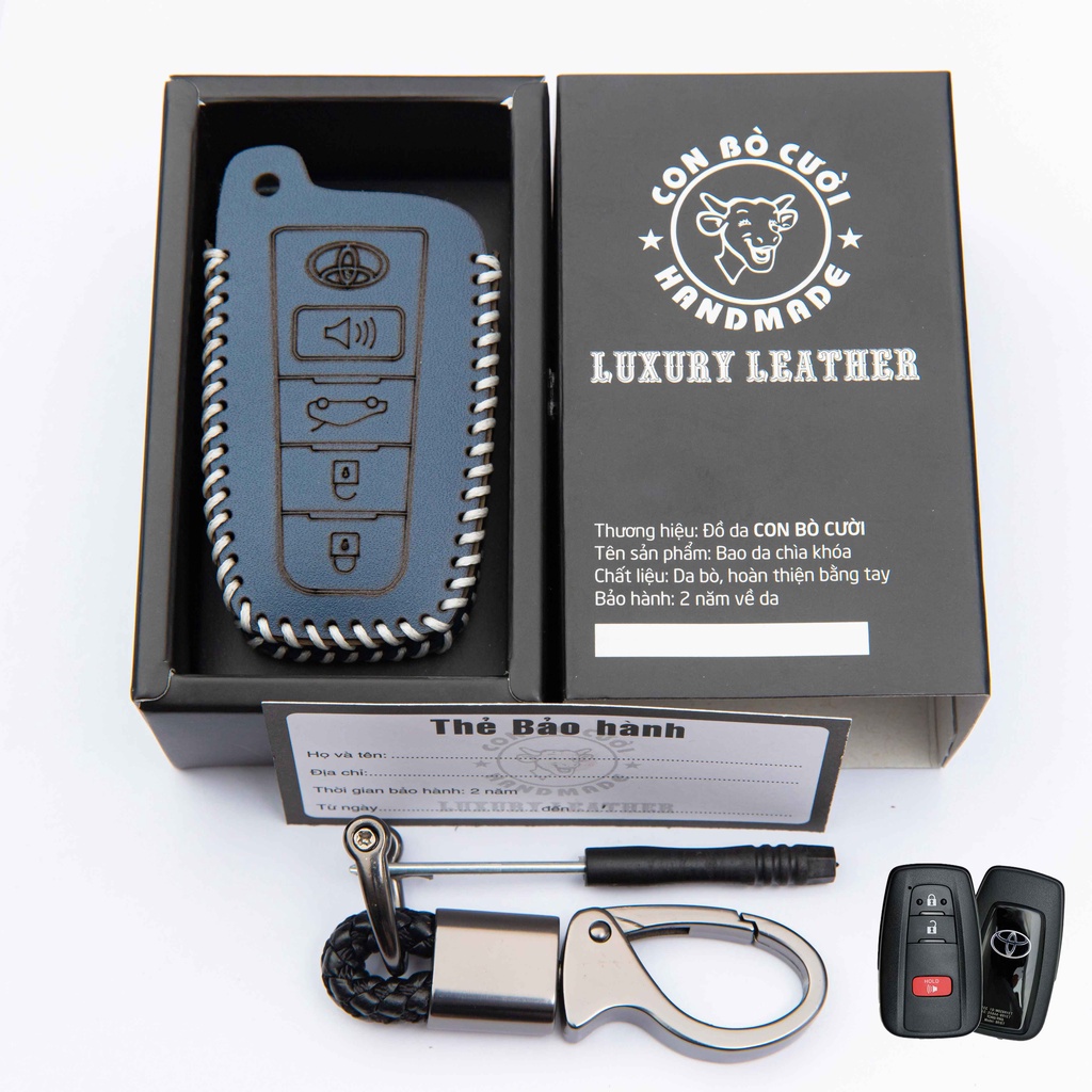 Bao da chìa khóa Toyota  Altis 2022-2025 Camry 2019- 2022, Toyota corolla Cross 2023-2025,  Da bò th